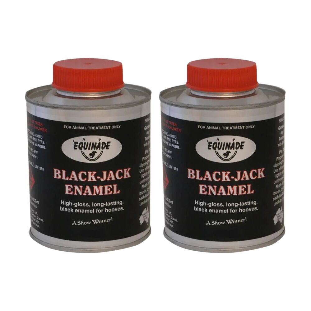 2PK Equinade Black Jack High Gloss Long Lasting Horse Hoof 250ml