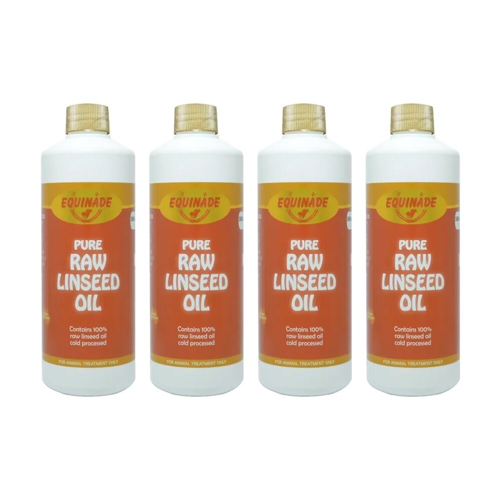 4PK Equinade Raw Linseed Oil Cold Pressed Horse Coat Conditoner Care 500ml