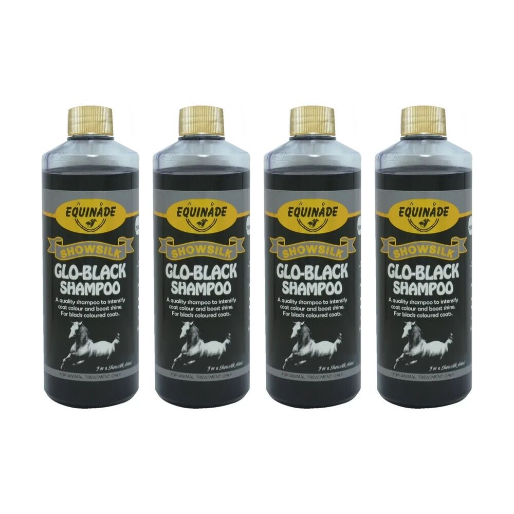 4PK Equinade Showsilk Glo Black Horse Coat Grooming Care Shampoo 500ml