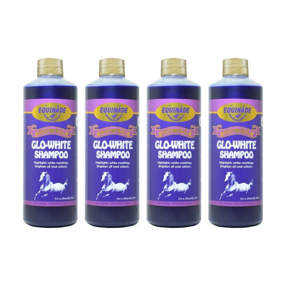 4PK Equinade Showsilk Glo White Horse Coat Grooming Care Shampoo 500ml
