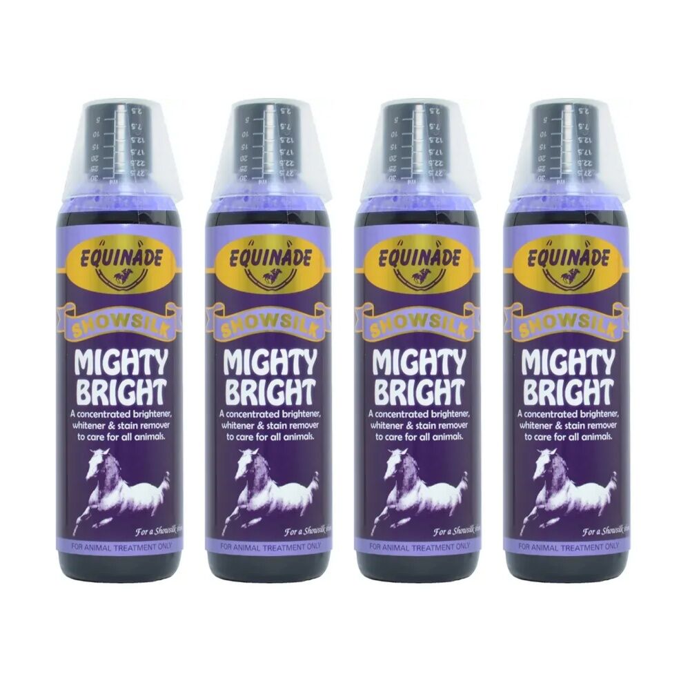 4PK Equinade Showsilk Horse Coat Whitener & Stain Remover 250ml Mighty Bright