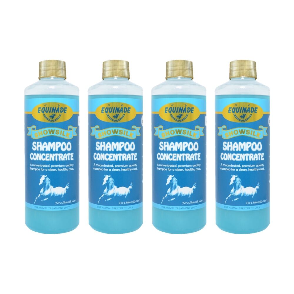 4PK Equinade Showsilk Glo Concentrate Horse Coat Grooming Care Shampoo 500ml