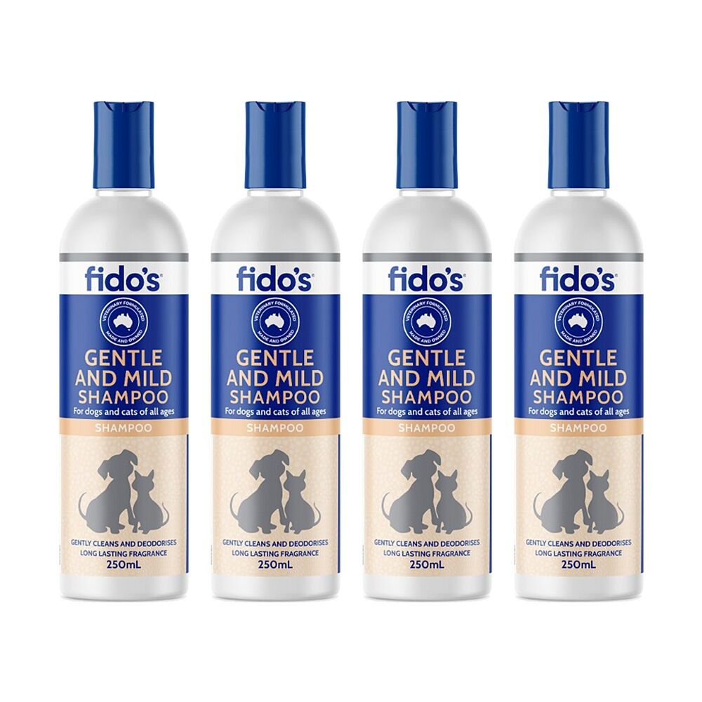 4PK Fidos Pet Dog & Cat Grooming Washing Care Shampoo Gentle Mild 250ml