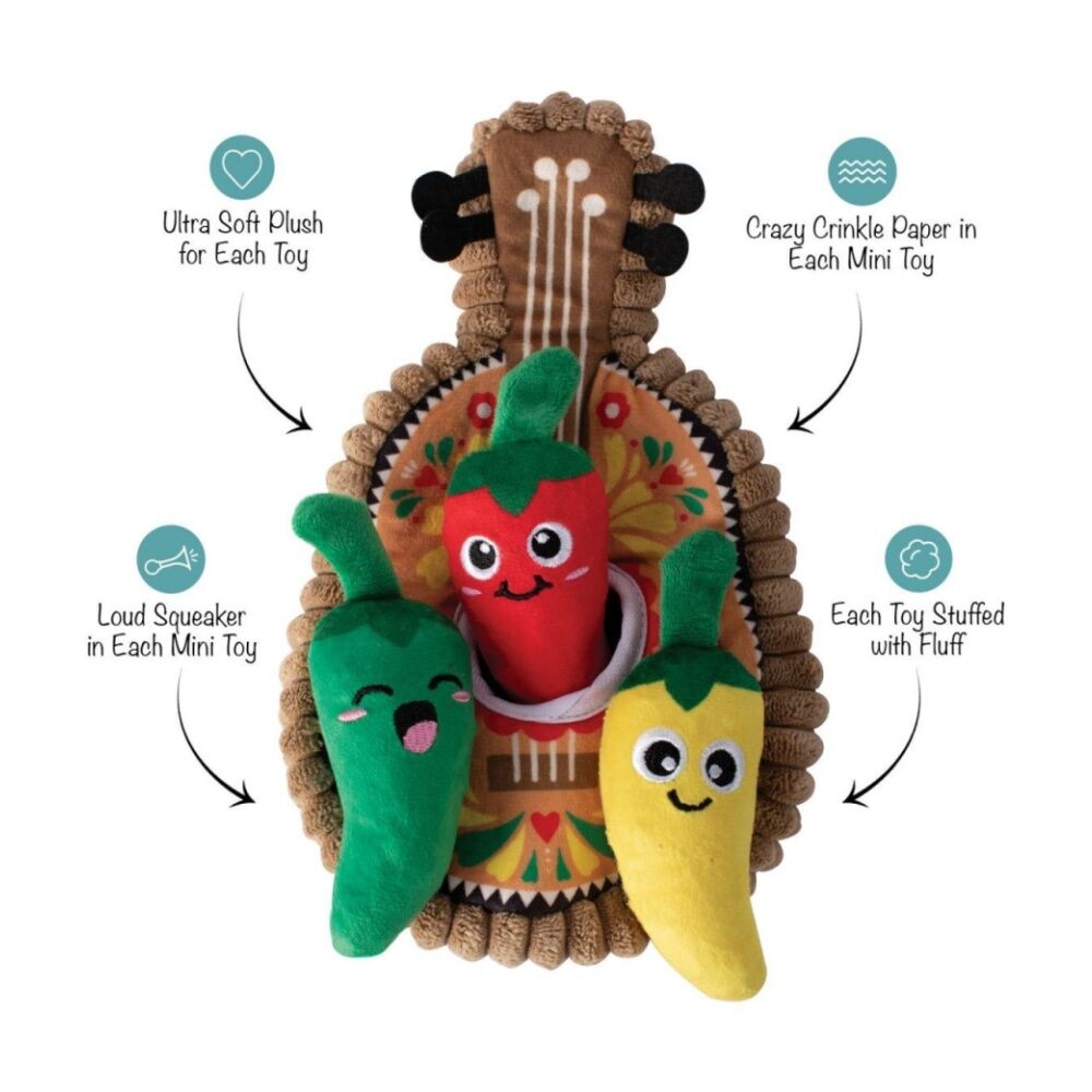 Petshop By Fringe Studio Fiesta Till You Siesta Guitar/Chili Burrow Dog Toy