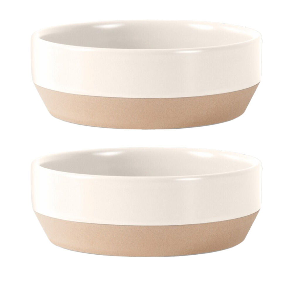 2PK Petshop By Fringe Studio Nosey Pet Dog Spot Stoneware Food & Water Bowl One Size