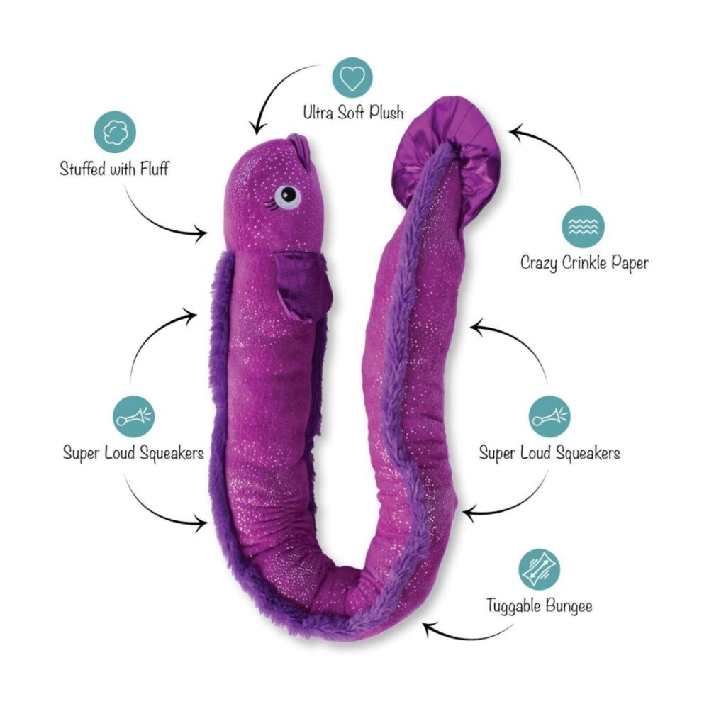 2PK Petshop By Fringe Studio Kind Of A Big Eel Tug Soft Plush Dog Toy Extra Large