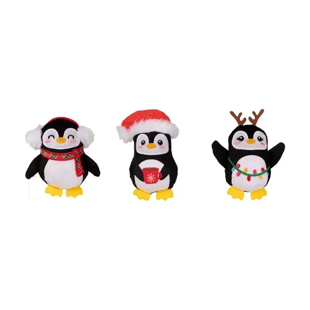 2x 3pc Fringe Studio Waddle Penguin Squad Soft Plush Small Dog Toy Set Multicolour