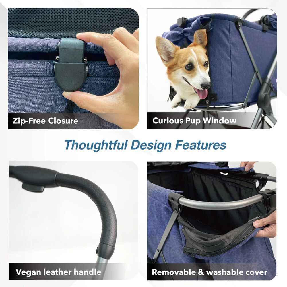 Ibiyaya Maxi Deep Carriage Pet Stroller For Dogs/Cats w/Sunshade Royal Blue