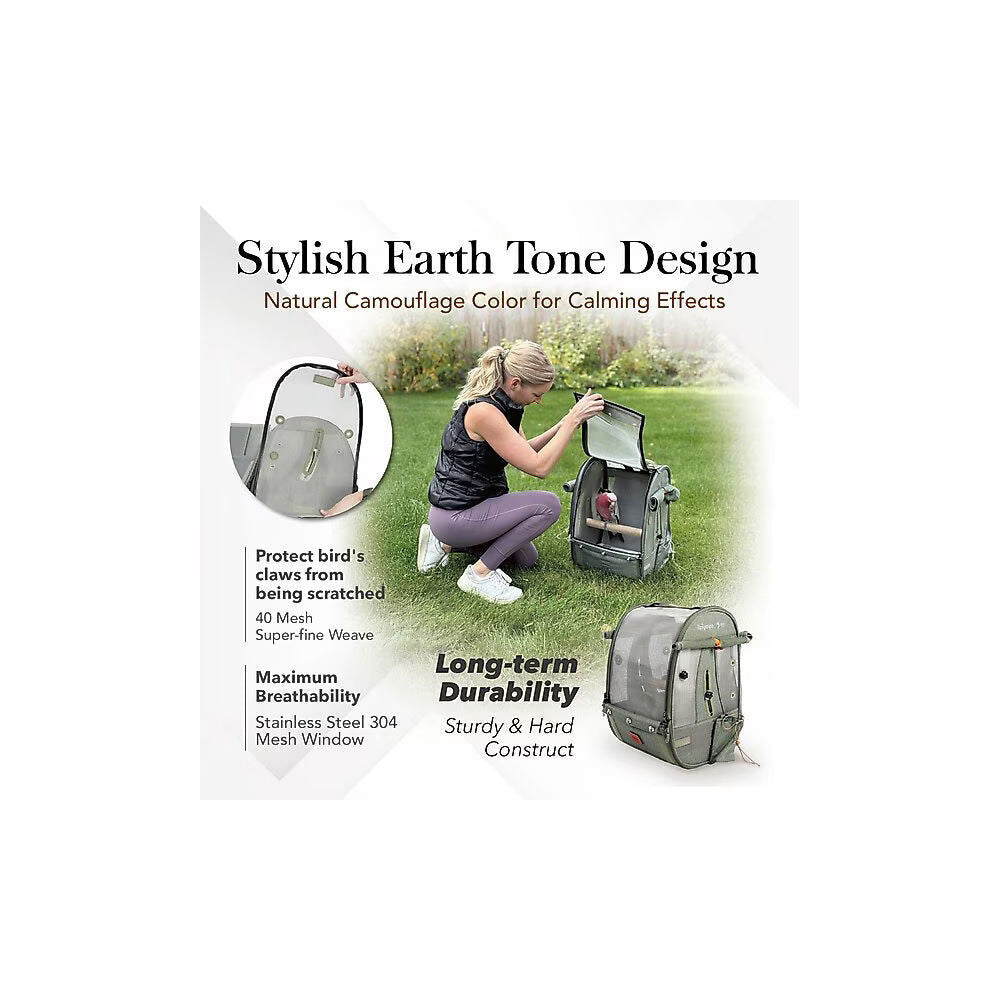 Ibiyaya Medium Trackpack/Carrier For Birds w/6 Accessories Jungle Green