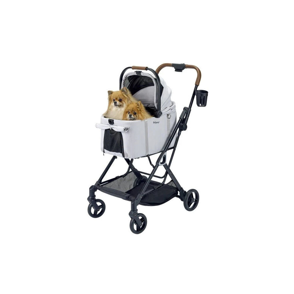 Ibiyaya Tinker Detachable Pet Stroller/Carrier For Dogs/Cats Small Silver Grey