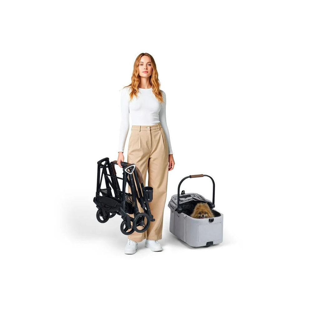 Ibiyaya Tinker Detachable Pet Stroller/Carrier For Dogs/Cats Small Silver Grey