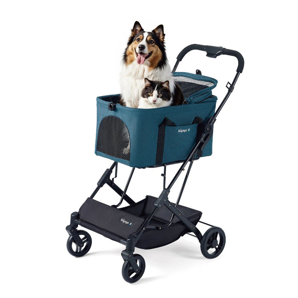Ibiyaya Travois Tri-Fold Pet Travel System/Stroller w/Detachable Carrier XL Blue