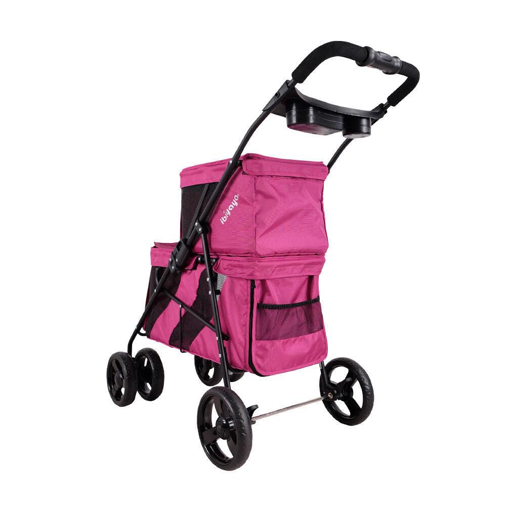 Ibiyaya Double Decker Pet Stroller/Carrier for Multiple Pets Red Violet