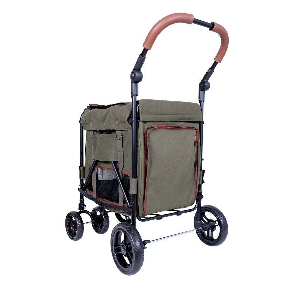 Ibiyaya Gentle Giant Dual Entry Pet Wagon/Carrier for Dogs up to 25kg Army Green