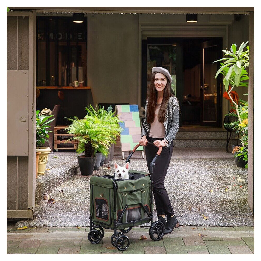 Ibiyaya Gentle Giant Dual Entry Pet Wagon/Carrier for Dogs up to 25kg Army Green