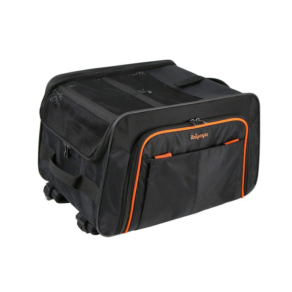 Ibiyaya JetPaw Expandable Pet Travel Carrier & Backpack Obsidian/Orange
