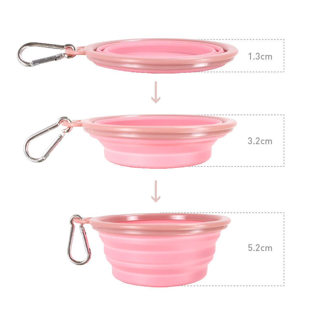 4PK Ibiyaya Quick Bite Collapsible Travel Pet Bowl for Food/Water Silicone Pink