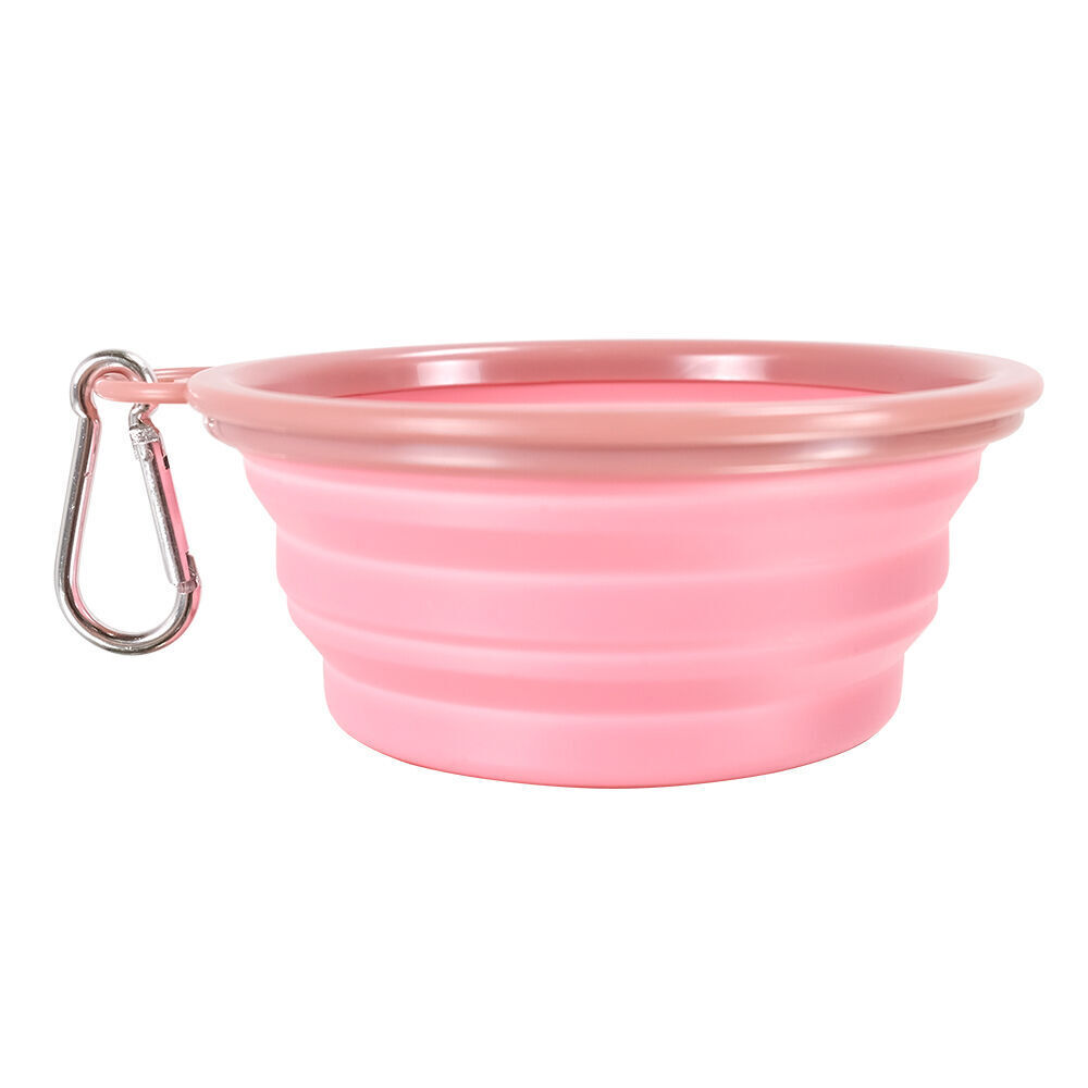 4PK Ibiyaya Quick Bite Collapsible Travel Pet Bowl for Food/Water Silicone Pink