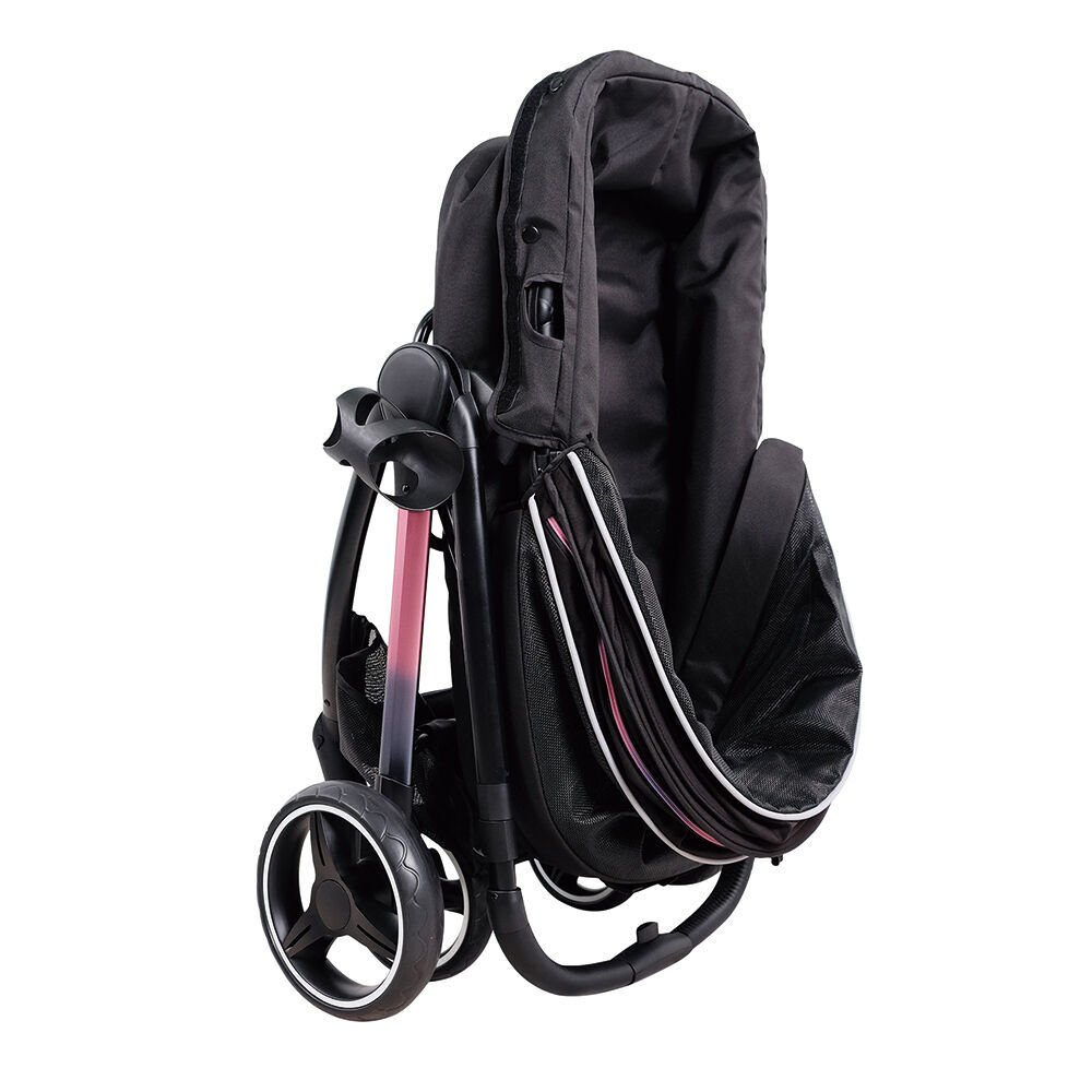 Ibiyaya Retro Luxe Folding Pet Stroller/Carrier for Pets up to 30kg Prism Black