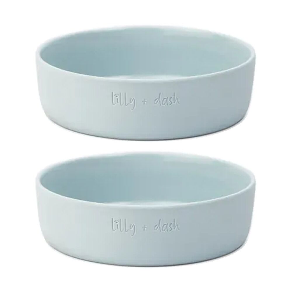 2PK Lilly & Dash Pet Cat Feeding Drinking Dish Bowl 265ml Sky