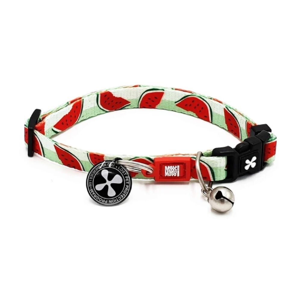 Max & Molly Adjustable Fit Smart ID Cat Collar w/ Bell Watermelon