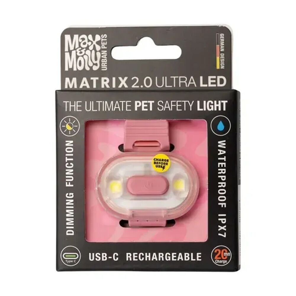 Max & Molly Matrix 2.0 Ultra LED USB-C Rechargeable Pet Safety Light Rose