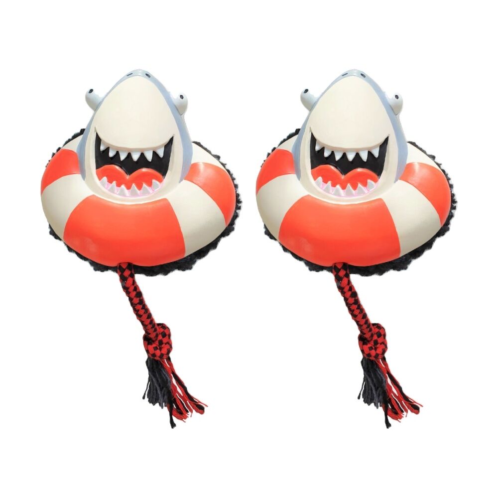 2PK Max & Molly Squeaker Snuggles Dog Chewing Toy w/ Cotton Rope Frenzy The Shark