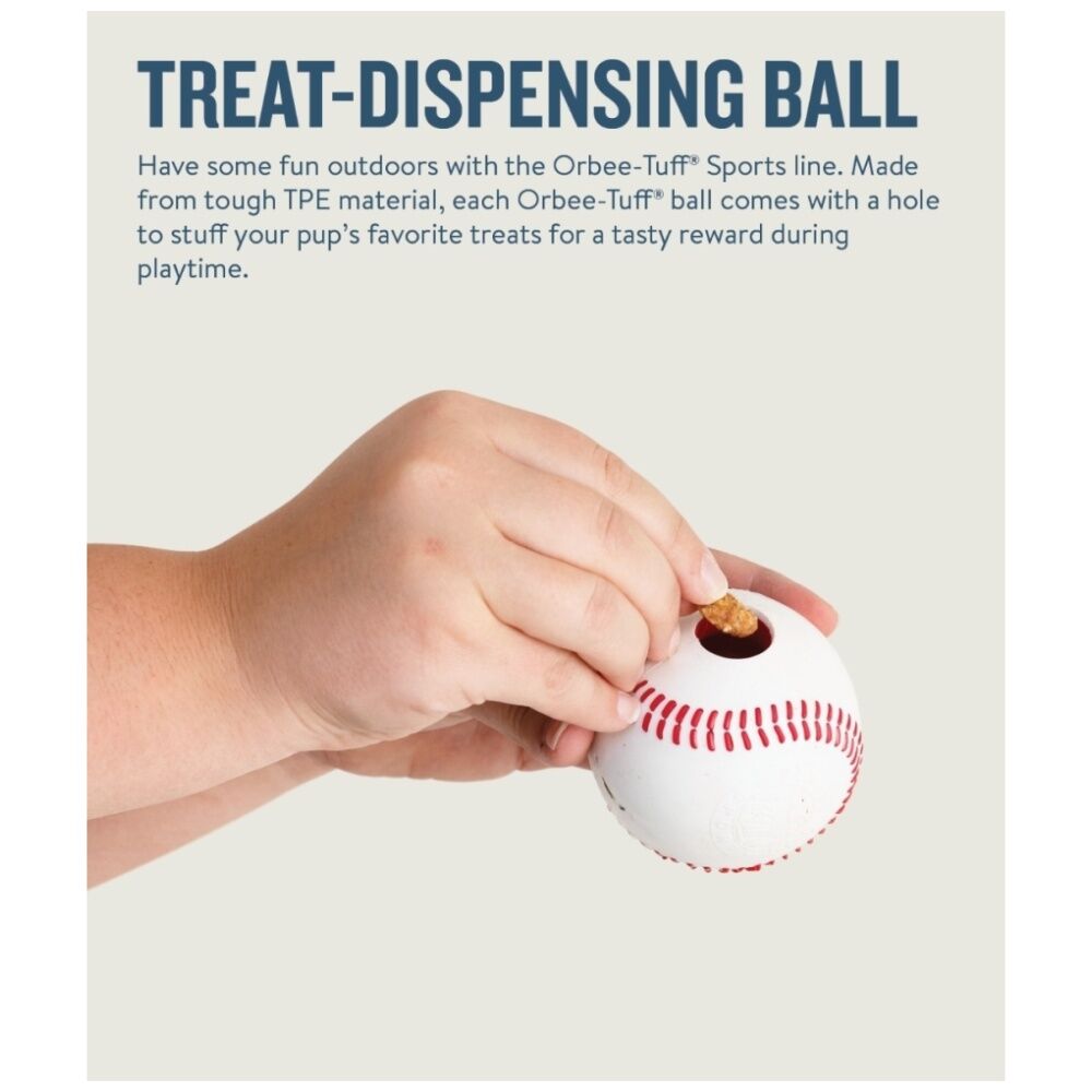 Planet Dog Durable Treat Dispensing & Throwing Fetch Toy 12cm Baseball