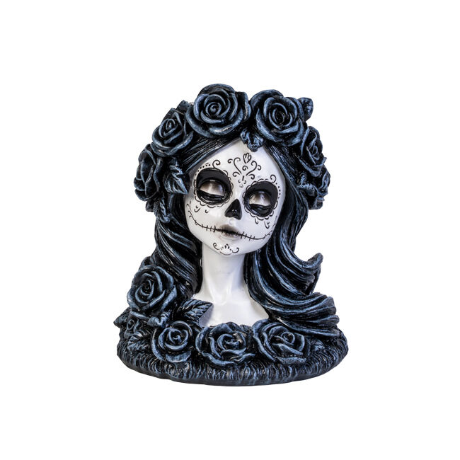 Dead & Beautiful Tealight Holder Gothic Incense Backflow Black/White Black Rose