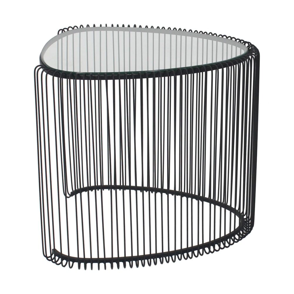 2pc NF Living Nested Side Tables 50 & 45cm Metal Mirror Glass Finish - Black