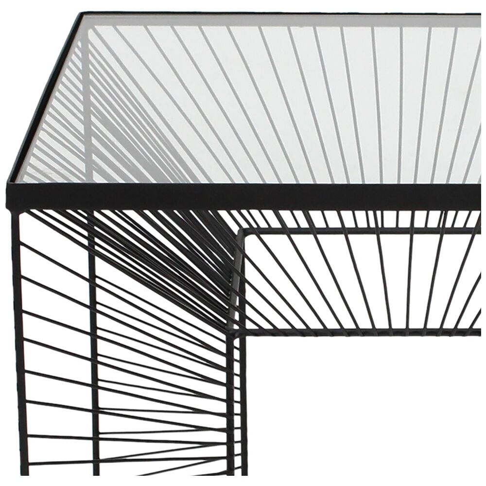 NF Living Cube-icle Side Table 45x45cm Metal & Mirror Glass Finish - Black