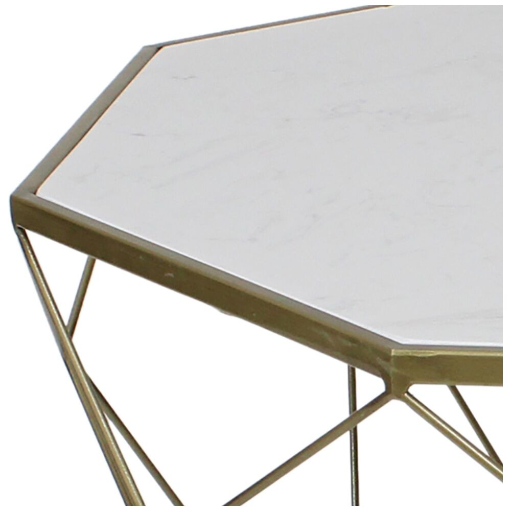 NF Living Geo Coffee Table 74x43cm Marble & Iron Finish - Gold