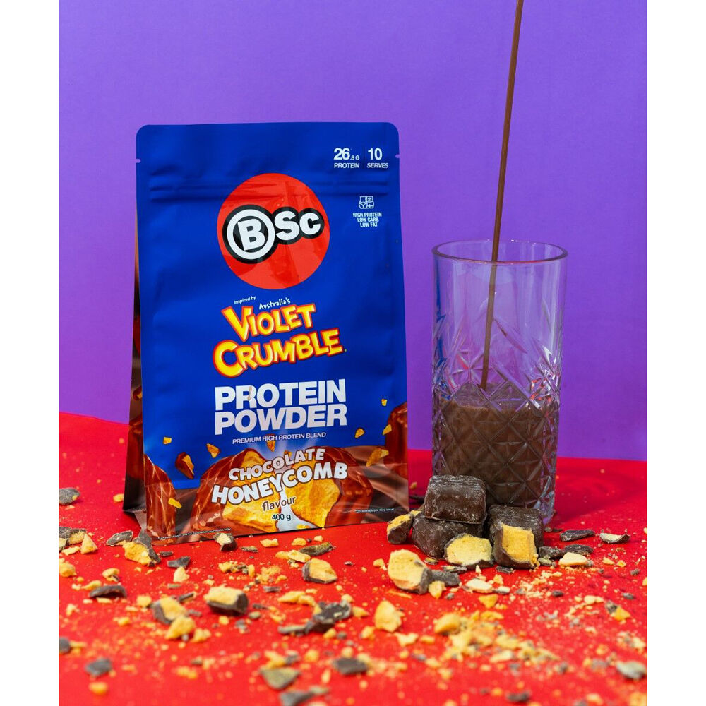 BSc x Violet Crumble Protein Powder Post Workout 400g Chocolate Honeycomb