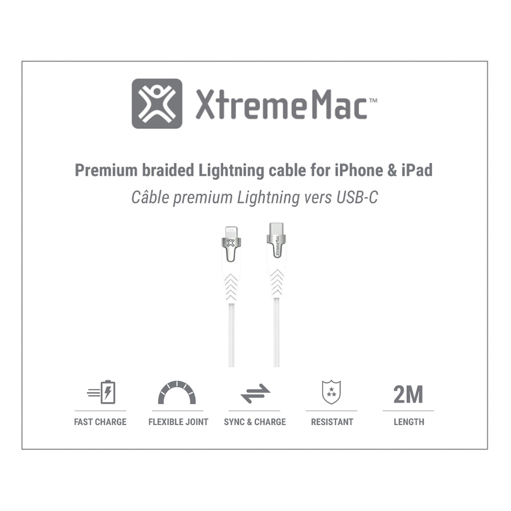 Xtrememac MFI Certified Premium Lightning to USB-C Cable 2M
