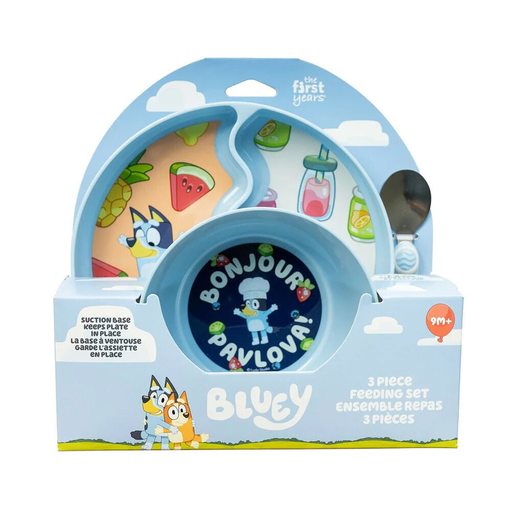 2x 3pc The First Years Bluey Toddler Feeding Set w/Bowl Plate Spoon BPA Free 9m+