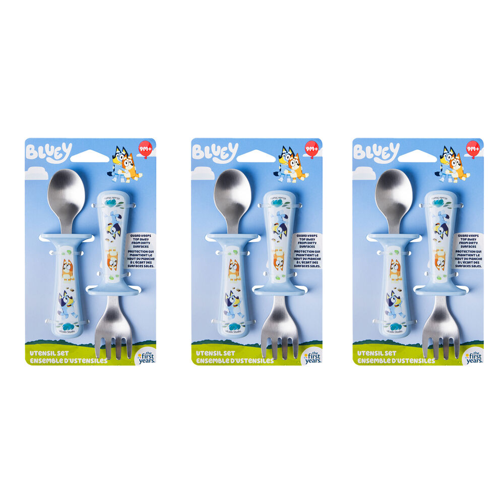3x 2PK The First Years Bluey Toddler Utensils Set w/Spoon and Fork 9m+