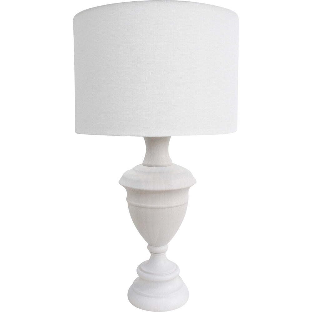 LVD Timber Xl Hamptons Wood/Linen 69cm Lamp Home/Office Table Decor - White
