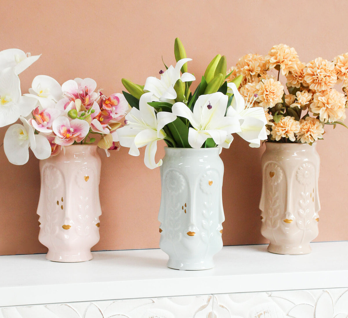 2PK LVD Ceramic Flower Vase Sunflower Kiss Crepe Decorative Home Decor