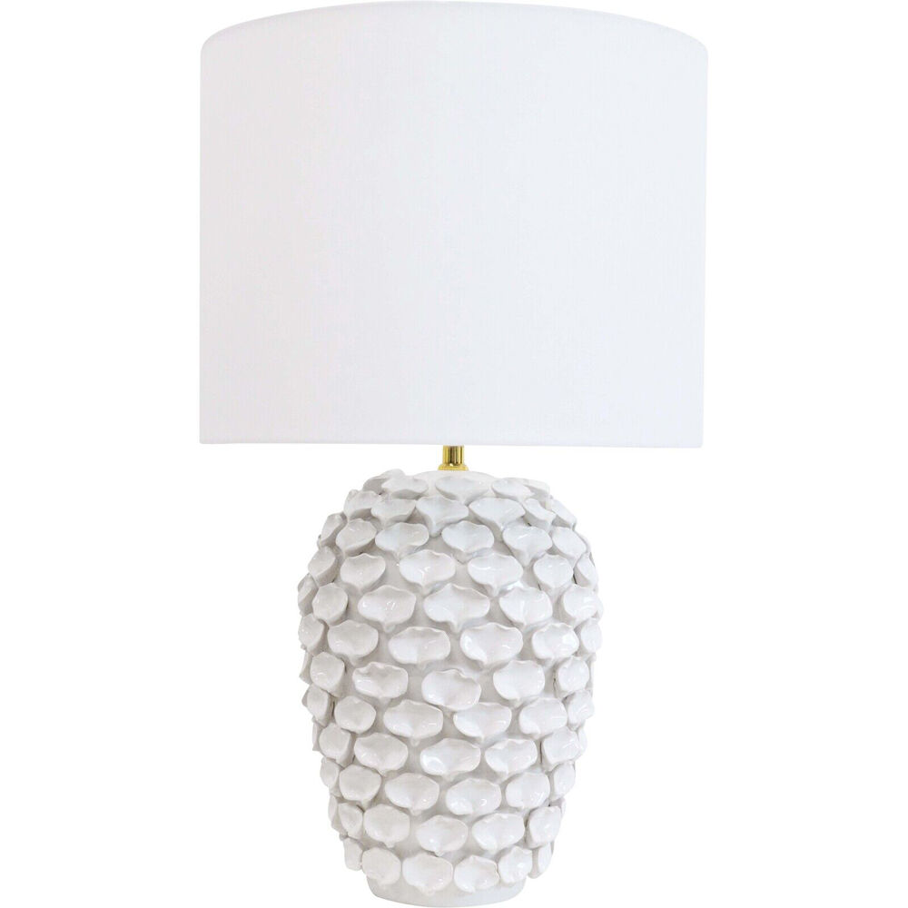 LVD Ceramic/Cotton Textured Seashell Bedroom Table Lamp 38x62cm White