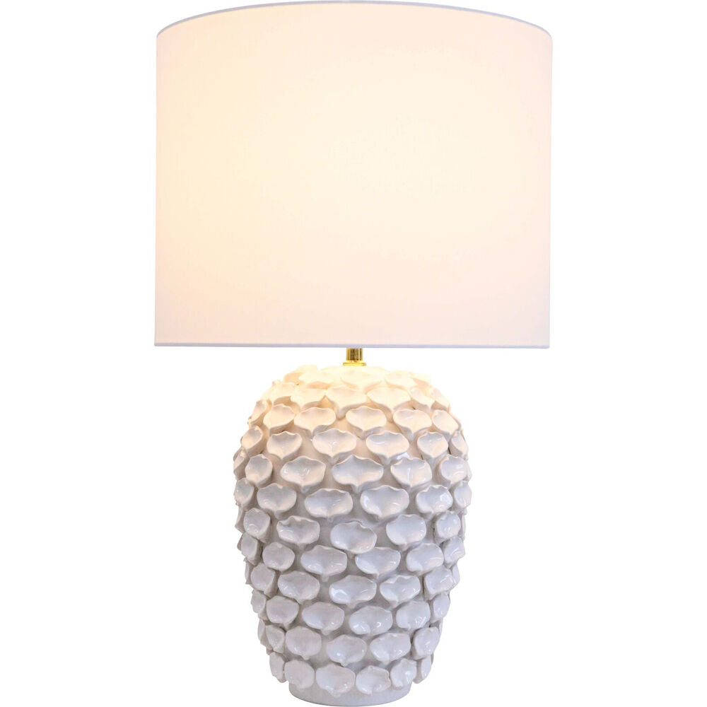 LVD Ceramic/Cotton Textured Seashell Bedroom Table Lamp 38x62cm White