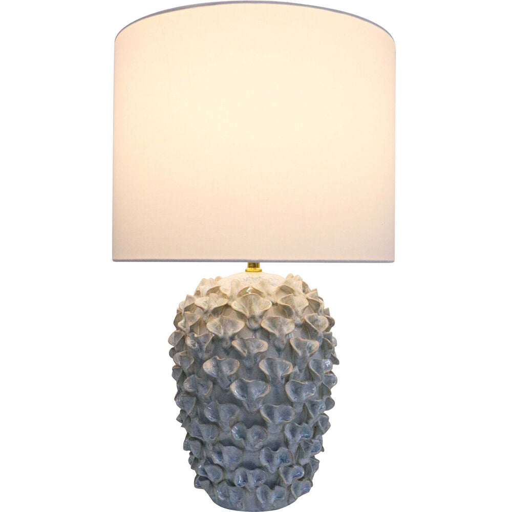 LVD Ceramic/Cotton Shell Statement Bedroom Lamp 38x62cm Reactive Blue