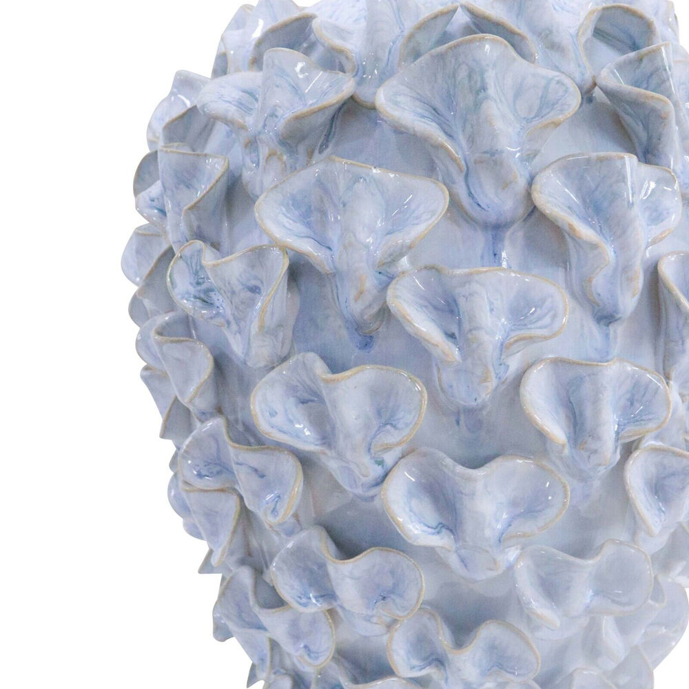 LVD Ceramic/Cotton Shell Statement Bedroom Lamp 38x62cm Reactive Blue