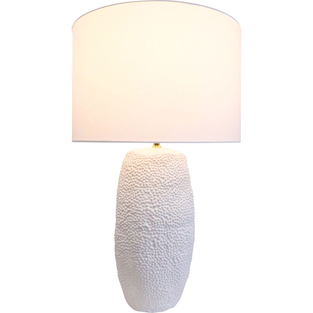 LVD Ceramic/Smooth Cotton Textured Statement Bedroom Lamp 42x70cm White