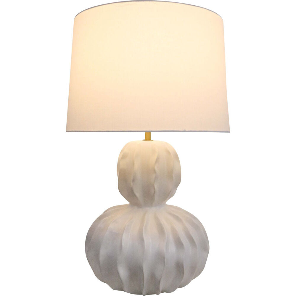 LVD Ceramic/Cotton Sculptured Pod Bedroom Table Lamp 40x67cm White