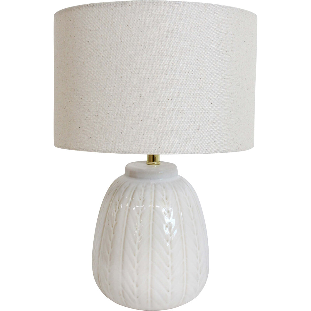 LVD Linen/Ceramic Lamp Leaf Room Decor 25x36cm - White