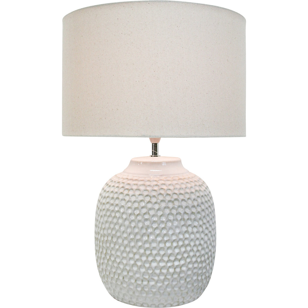 LVD Barnacle Ceramic/Linen 36cm Lamp Home/Office Table Decor Large - White