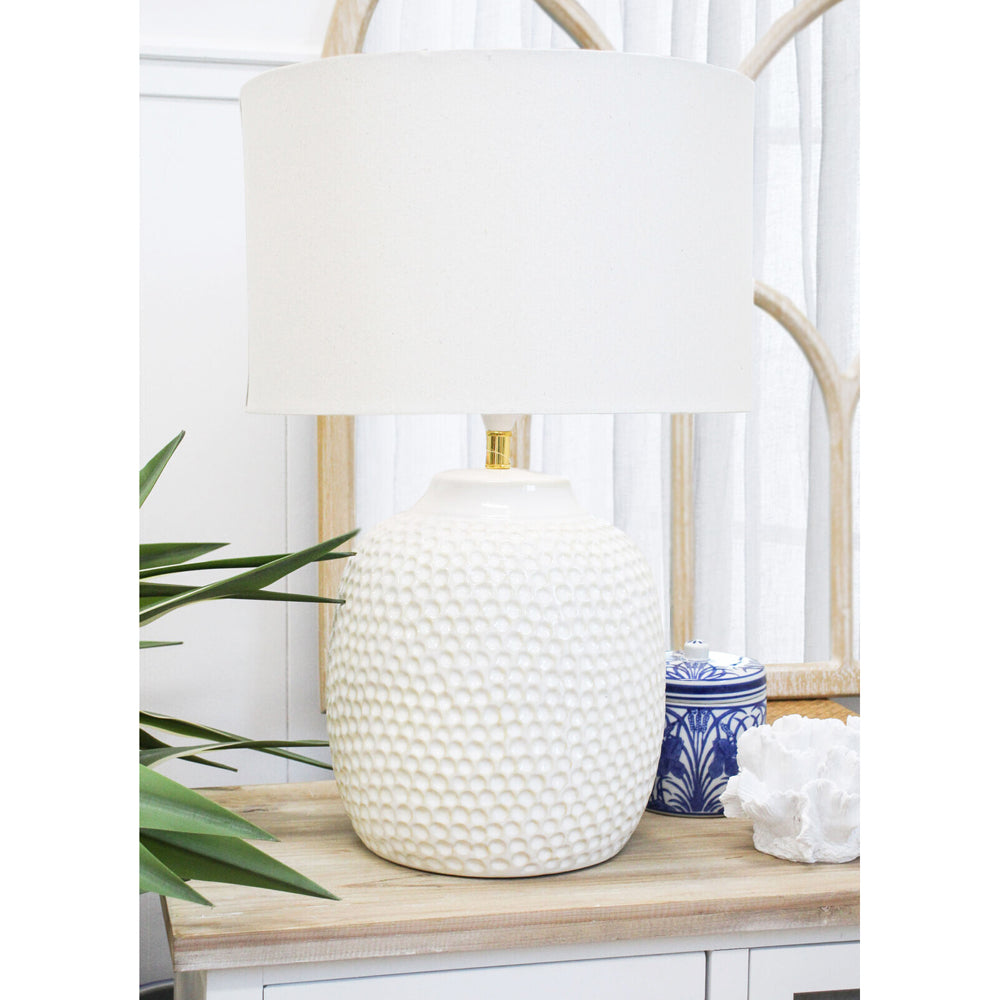 LVD Barnacle Ceramic/Linen 36cm Lamp Home/Office Table Decor Large - White