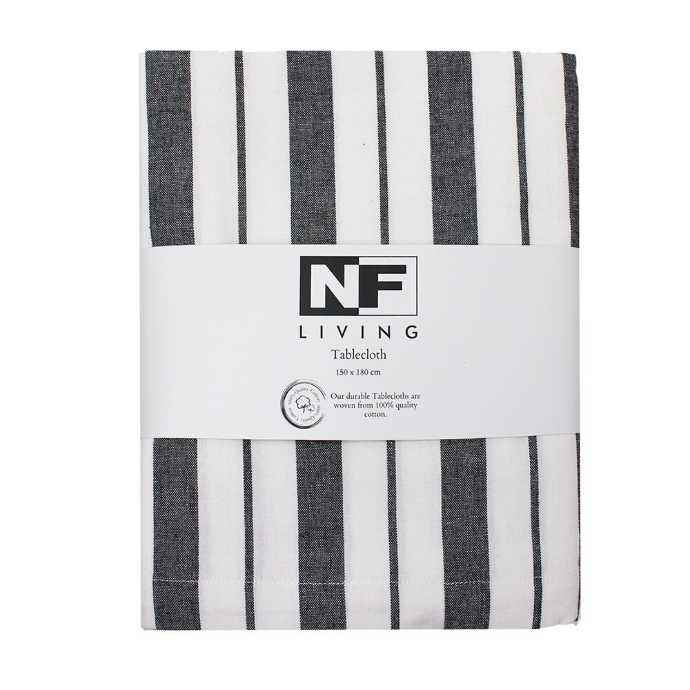 NF Home & Entertaining Essentials French Table Cloth 150x180cm Striped Black