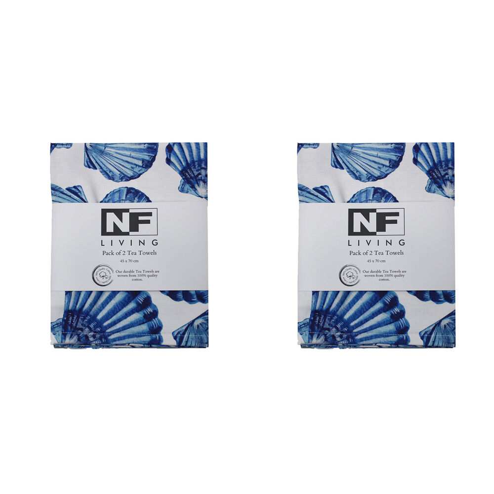 2x 2pc NF Home & Entertaining Essentials Blushell Tea Towel 45x70cm Solid Blue