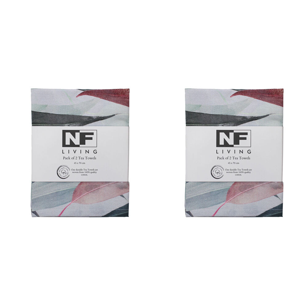 2x 2pc NF Home & Entertaining Essentials Leaves Tea Towel 45x70cm Multicoloured